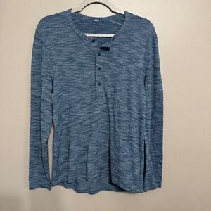 Lululemon Men's Soft Jersey Long-Sleeve Henley sea blue size small